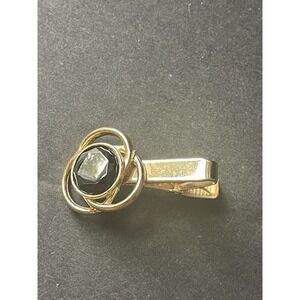VINTAGE GOLD TONE EMMONS BLACK STONE TIE CLASP/CLIP MINIMALIST RETRO OFFICE